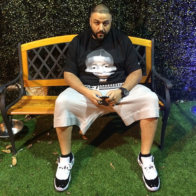 DJ Khaled wearing Air Jordan XI 11 Low Concord