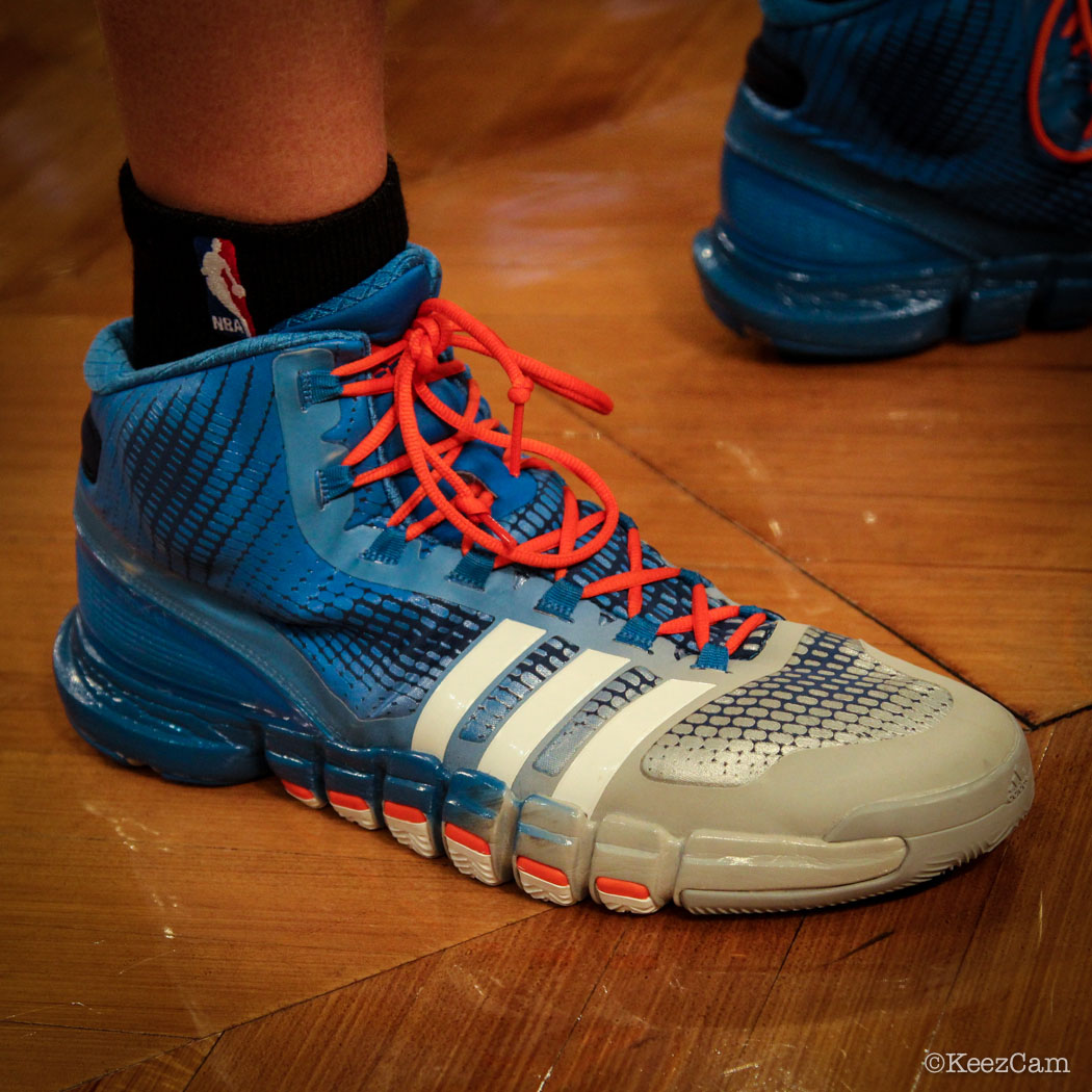 SoleWatch // Up Close At Barclays for Nets vs Knicks - Cole Aldrich wearing adidas Crazyquick