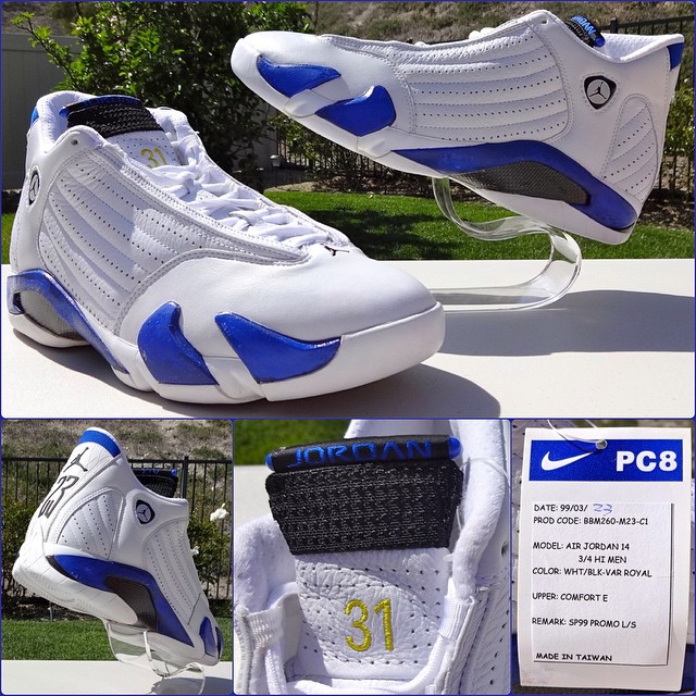 Reggie Miller wearing Air Jordan XIV 14 Pacers PE