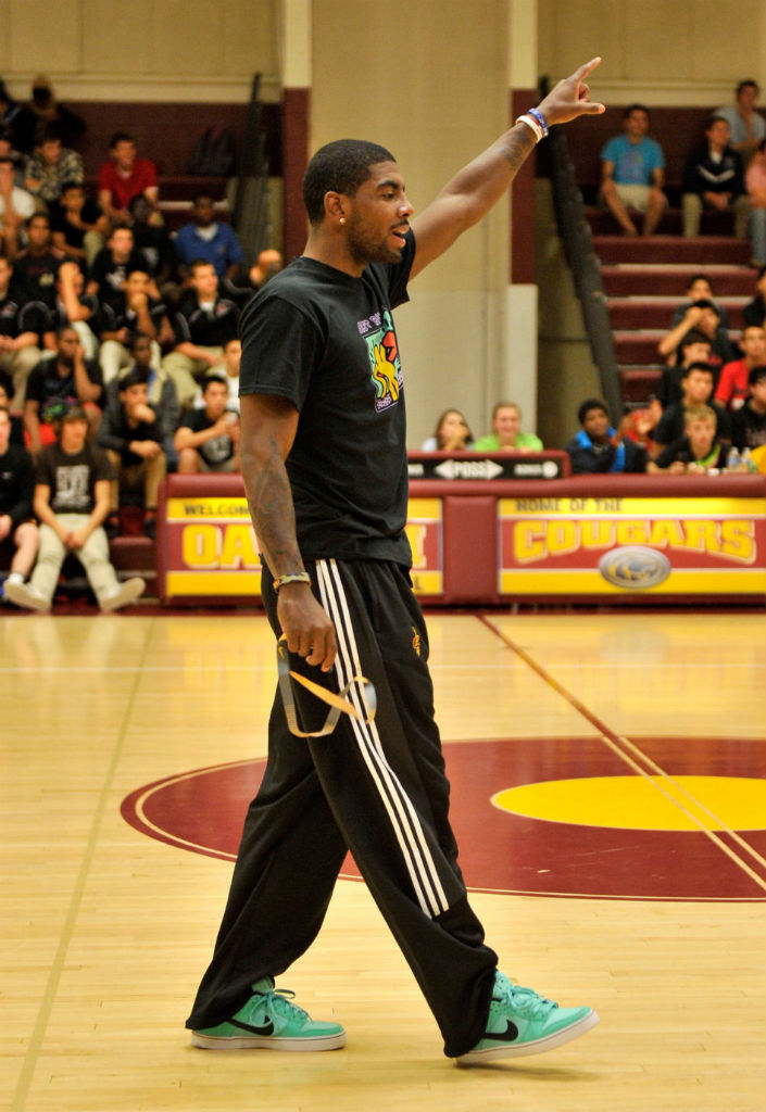 Kyrie Irving wearing Nike Dunk Low SB LR Crystal Mint