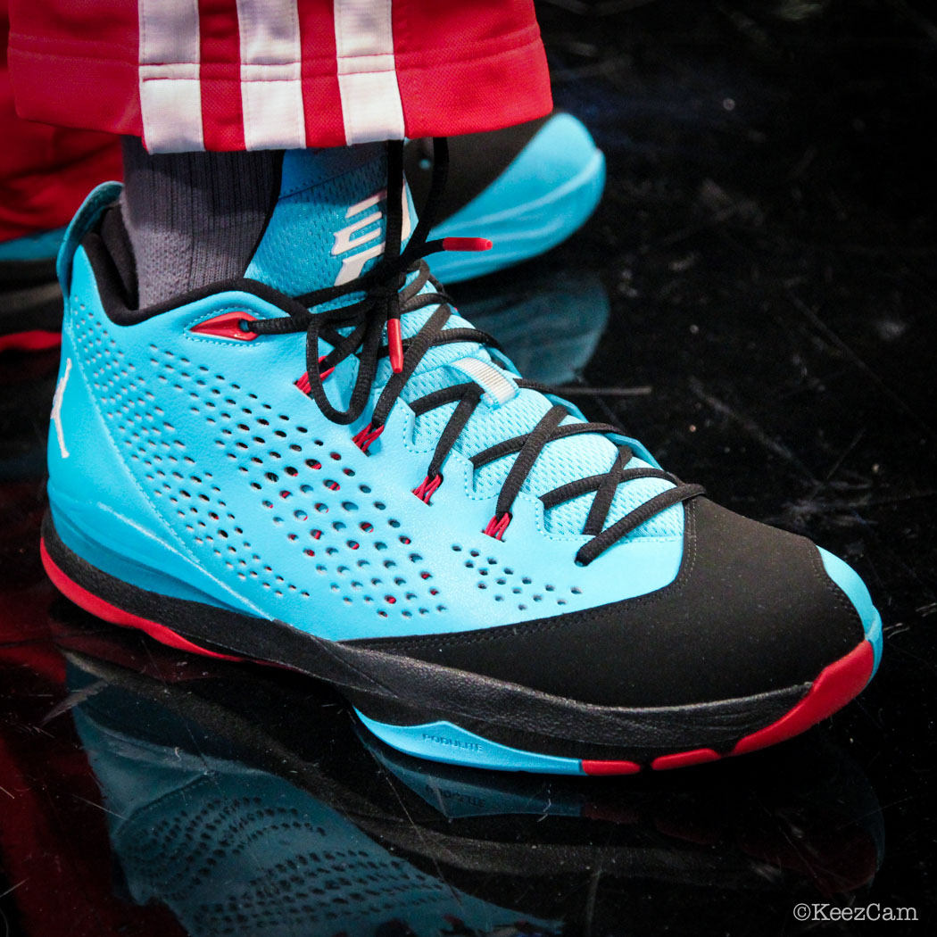 SoleWatch // Up Close At Barclays for Nets vs Clippers - Reggie Bullock wearing Jordan CP3.7 Gamma Blue
