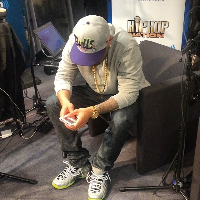 DJ Envy wearing Nike Air Foamposite One Silver Camo