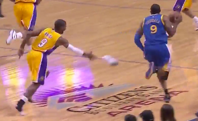 Ronnie Price Plays Defense by Throwing Shoe at Andre Iguodala