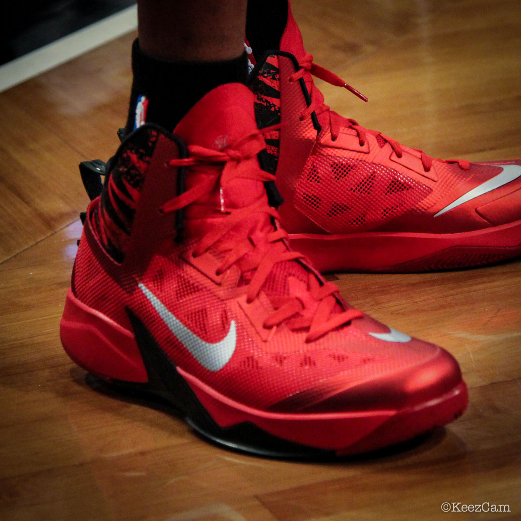 Sole Watch // Up Close At Barclays for Nets vs Heat - James Jones wearing Nike Zoom Hyperfuse 2013