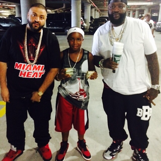DJ Khaled wearing Air Jordan V 5 Retro Toro; Rick Ross wearing Reebok Shaq Attaq Brick City
