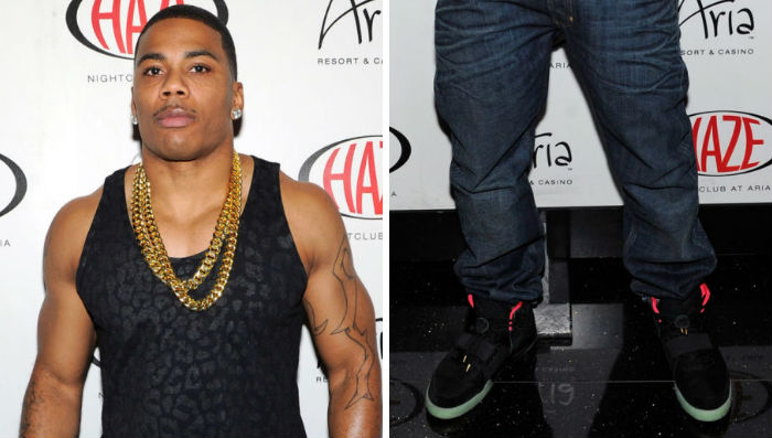 Nelly wearing Nike Air Yeezy 2 II Black Solar Red
