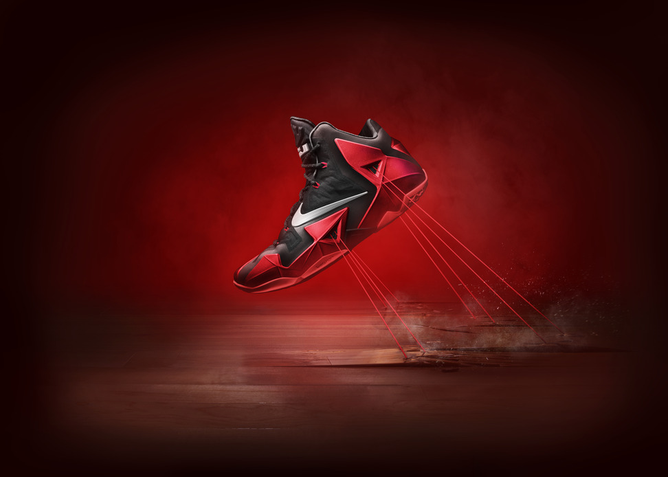 Nike LeBron 11 XI in black university red away Hyperposite