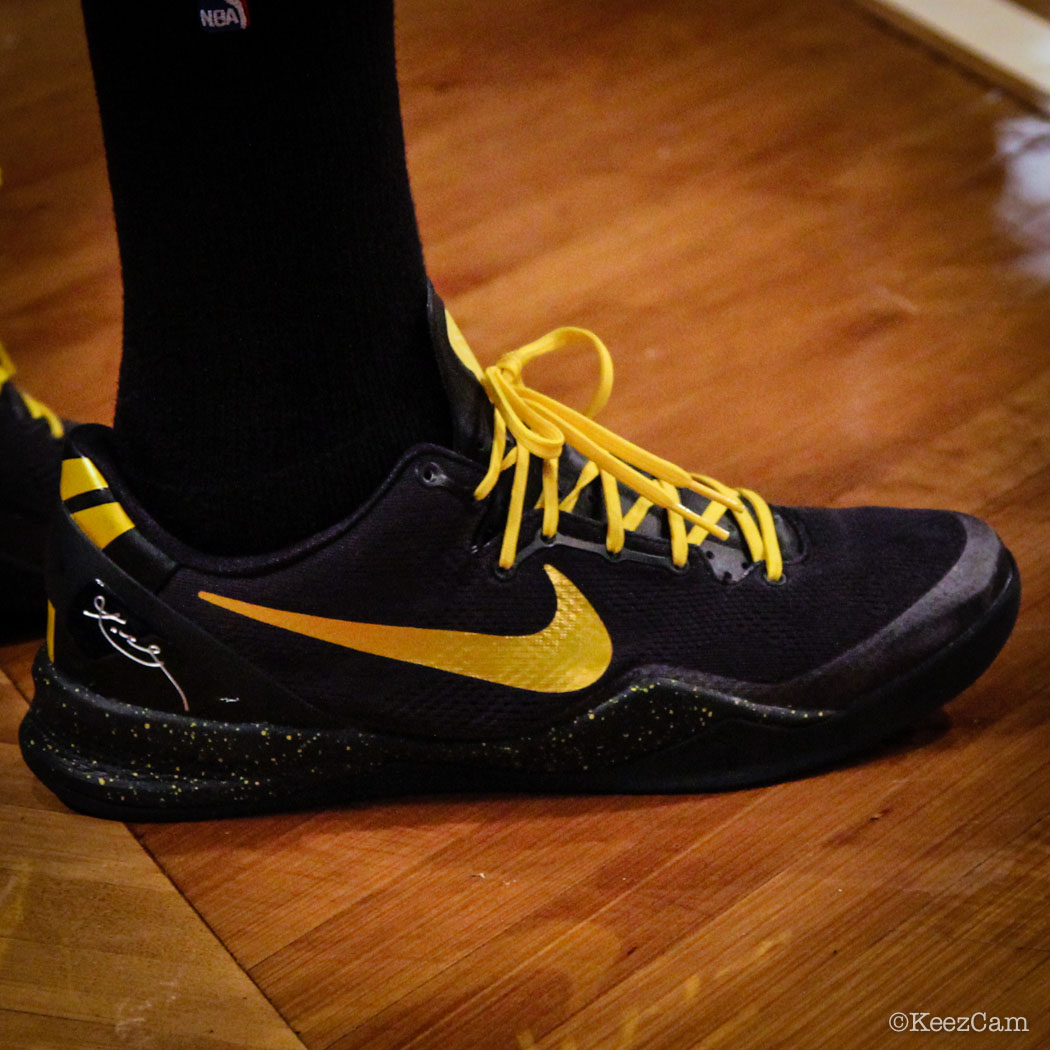 Sole Watch // Up Close At Barclays for Nets vs Pacers - Paul George wearing Nike Kobe 8 iD