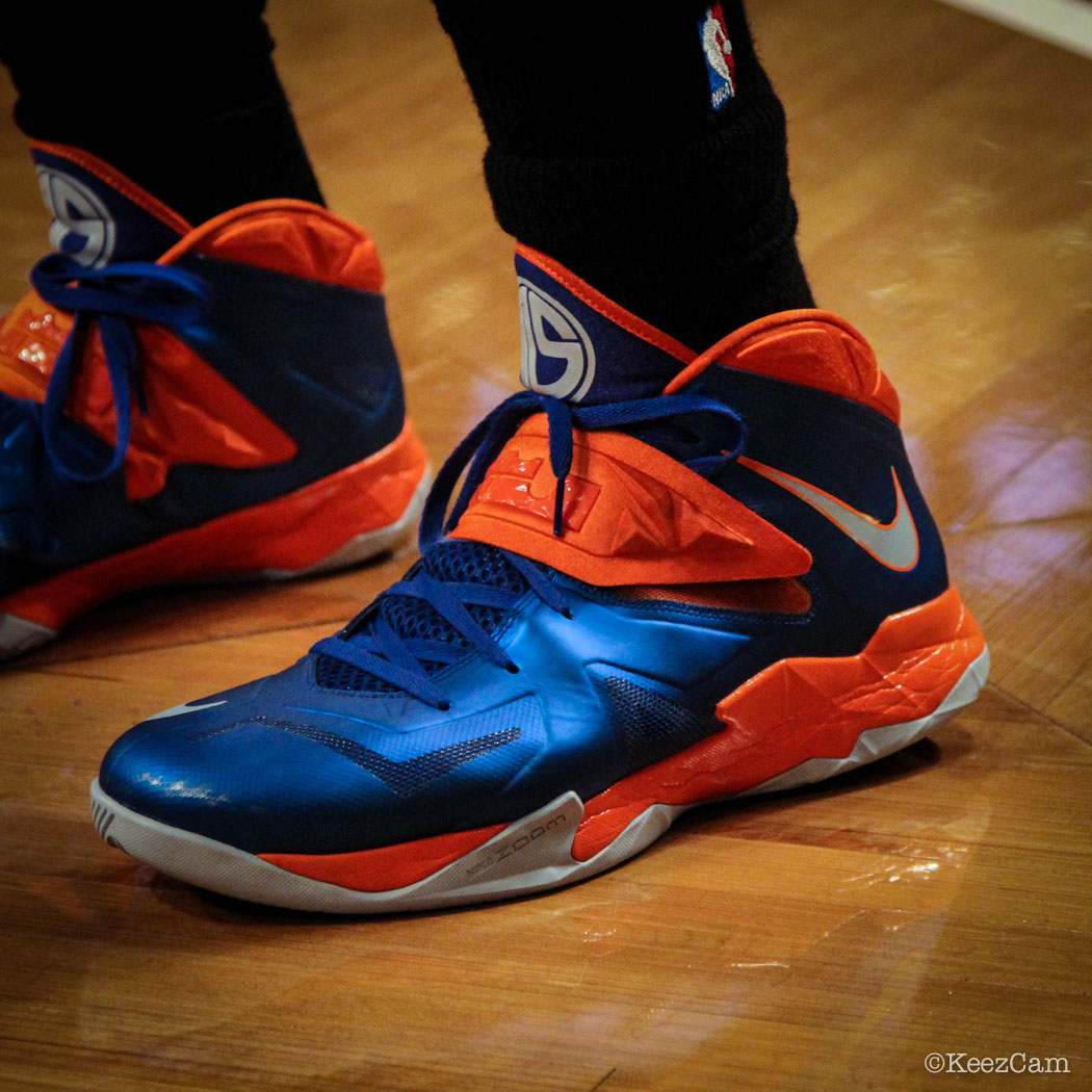 SoleWatch // Up Close At Barclays for Nets vs Knicks - Amar'e Stoudemire wearing Nike Zoom Soldier 7 PE
