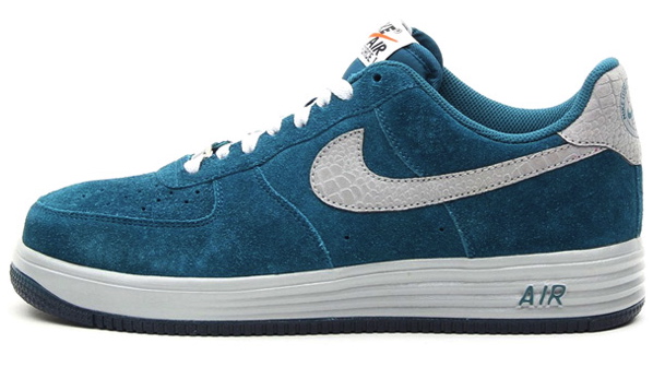 nike lunar force 1 in dark sea suede and reflective silver croc