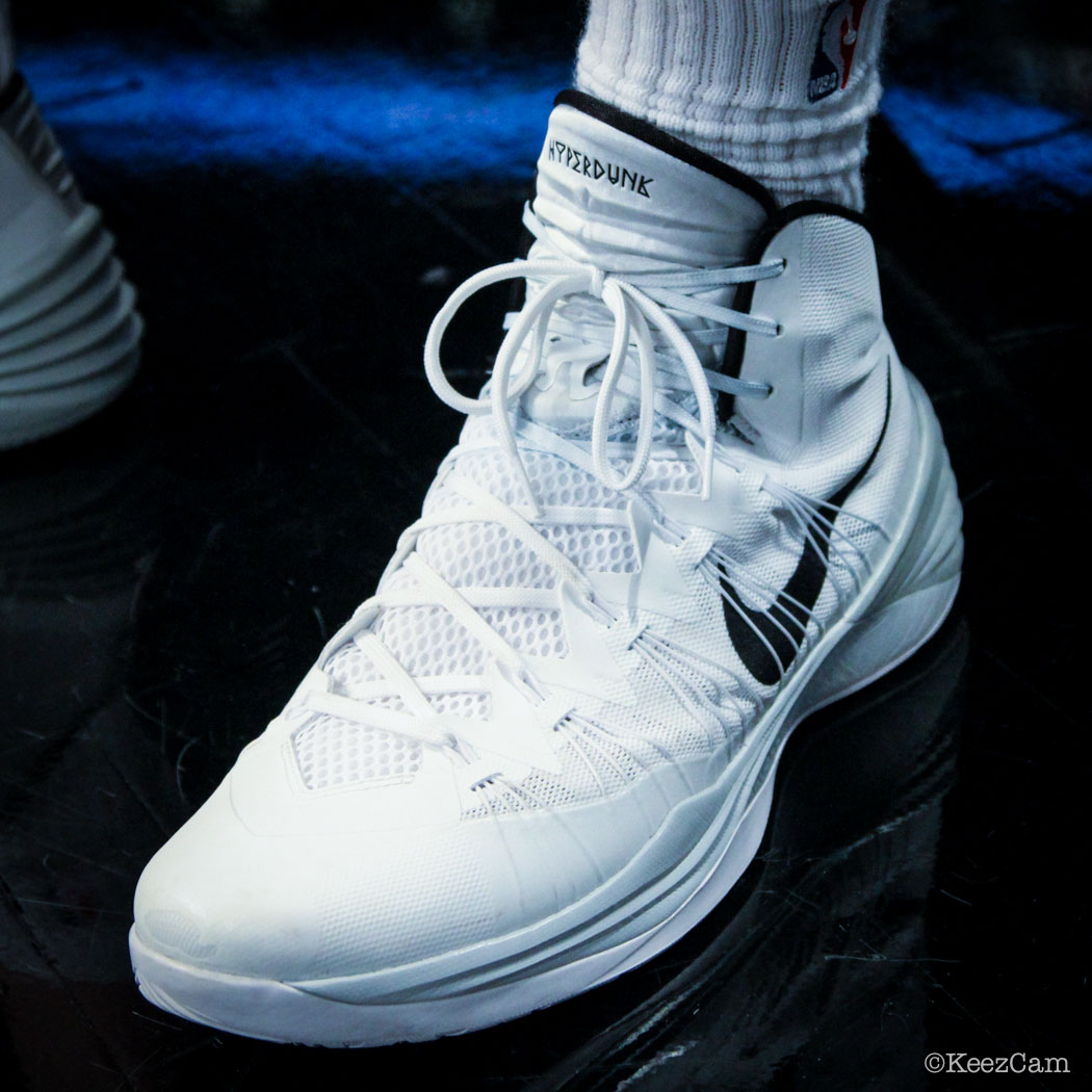 SoleWatch // Up Close At Barclays for Nets vs Nuggets - Mason Plumlee wearing Nike Hyperdunk 2013