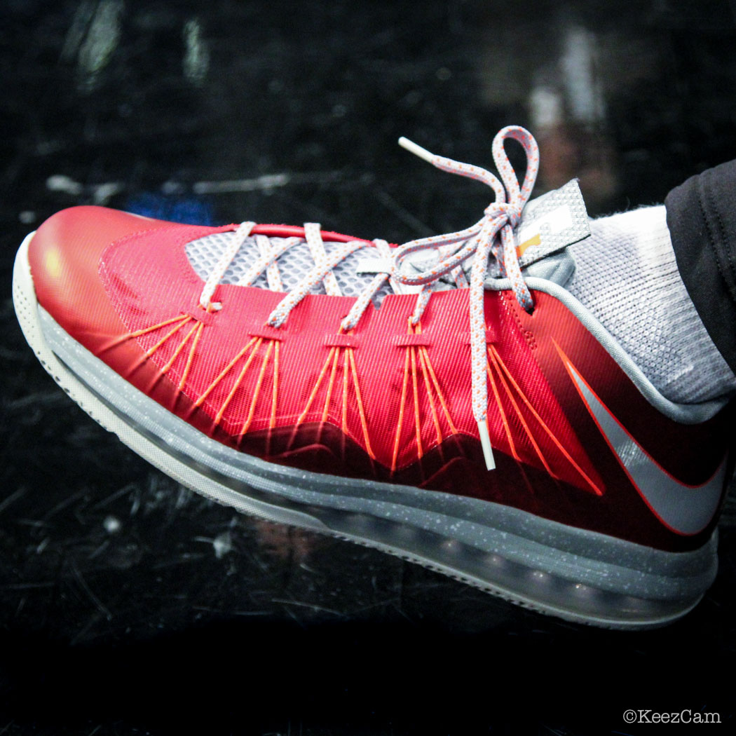SoleWatch // Up Close At Barclays for Nets vs Clippers - Howard Eisley wearing Nike LeBron 10 Low University Red