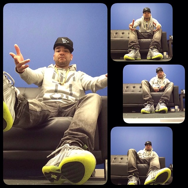 DJ Envy wearing Nike Air Foamposite One Silver Camo