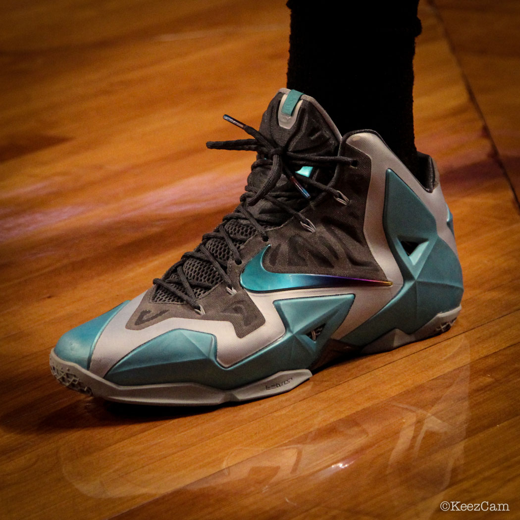 SoleWatch // Up Close At Barclays for Nets vs Nuggets - JJ Hickson wearing Nike LeBron 11 Gamma Blue