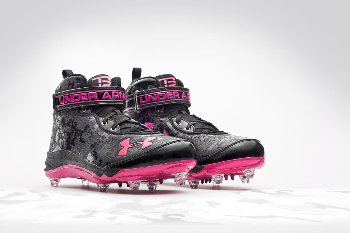 Under Armour Power in Pink Cleats for Breast Cancer Awareness Tom Brady Black