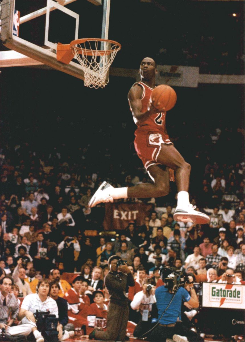 Michael Jordan wearing the "Cement" Air Jordan III