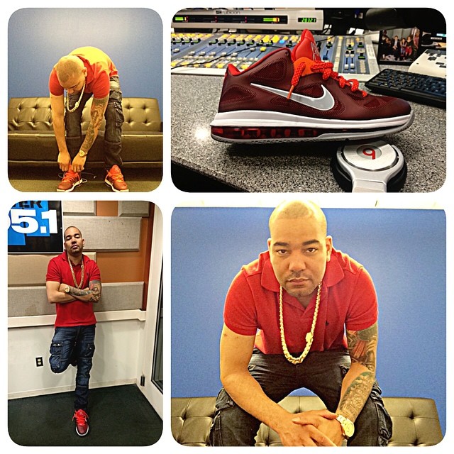 DJ Envy wearing Nike LeBron 9 Low Team Red
