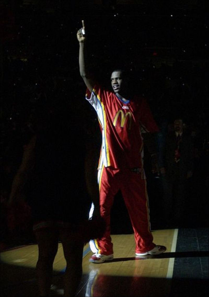 LeBron James wears Reebok Question White/Pearlized Red at 2003 McDonald's All-American Game (3)