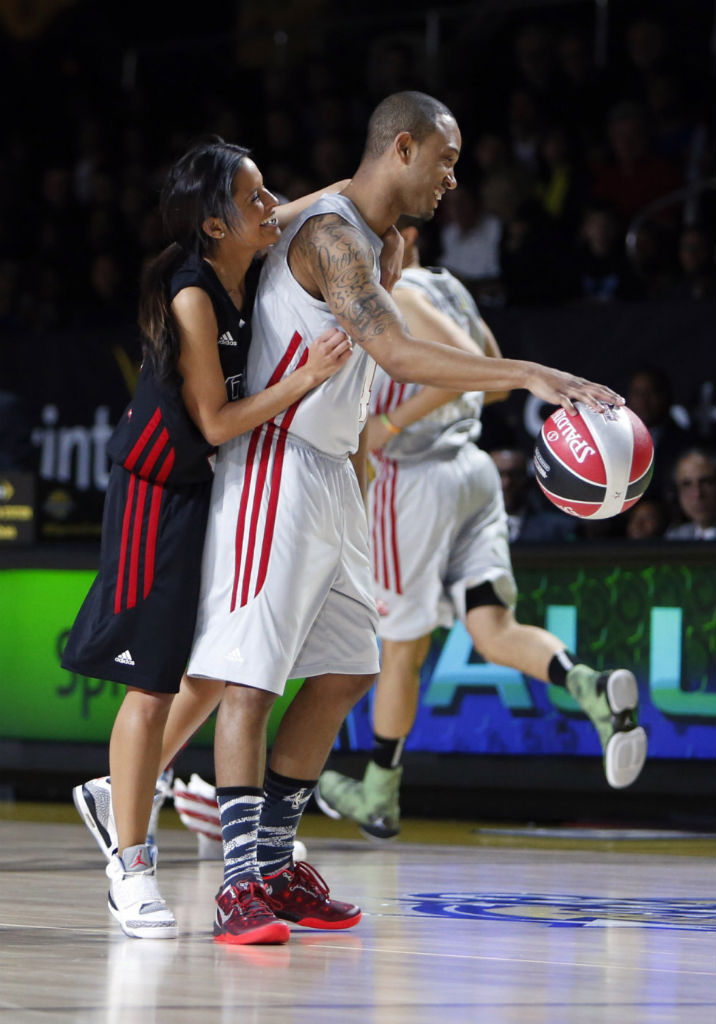 Terrence Jenkins wearing Nike Kobe 8 System YOTS; Rocsi Diaz wearing Jordan Son of Mars GS