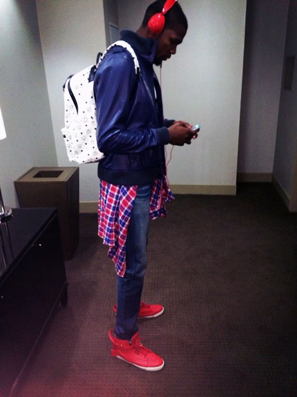 Kevin Durant wearing Buscemi 100mm Red