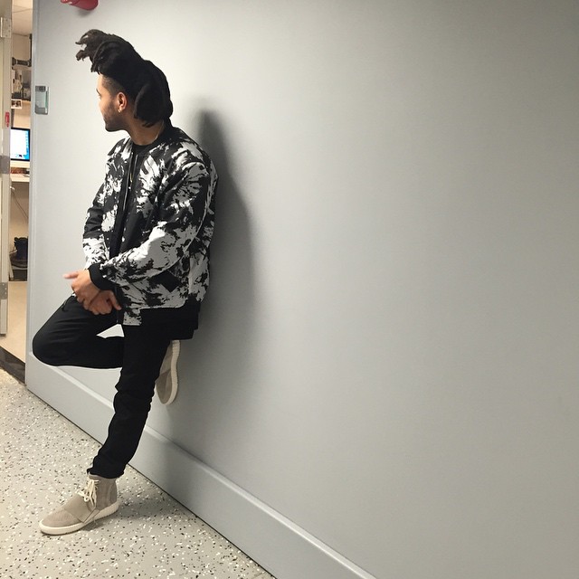 The Weeknd wearing adidas Yeezy 750 Boost