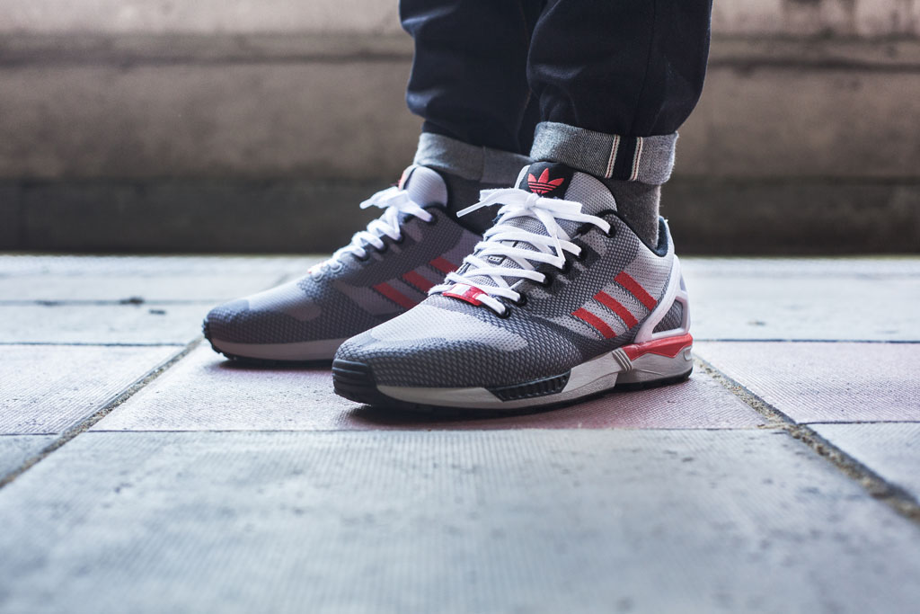 adidas ZX Flux 8000 Weave Pack Grey Red White On-Foot