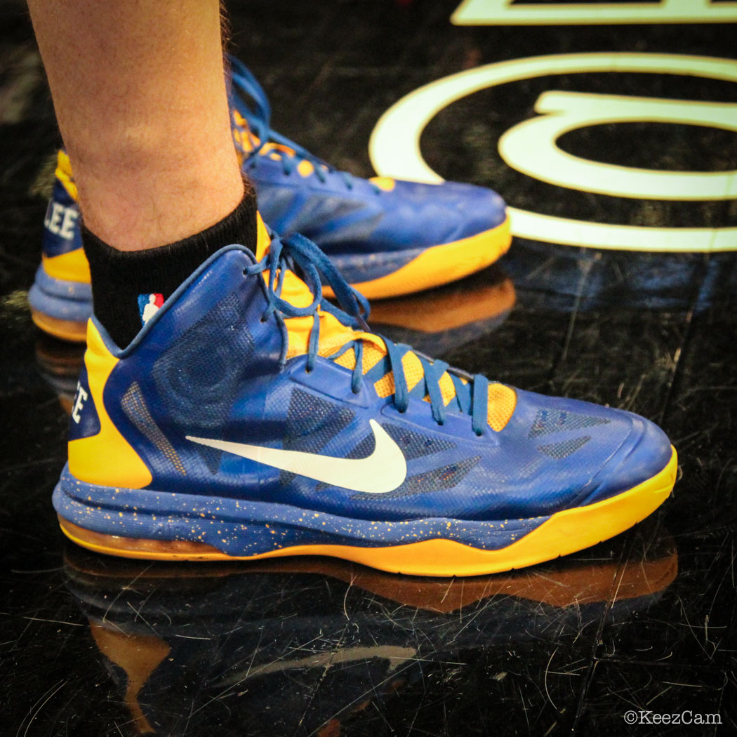Sole Watch // Up Close At Barclays for Nets vs Warriors - David Lee wearing Nike Air Max Hyperaggressor PE