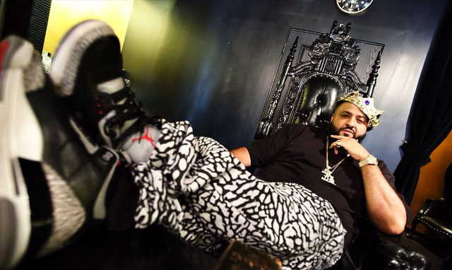 DJ Khaled wearing Air Jordan III 3 Black Cement