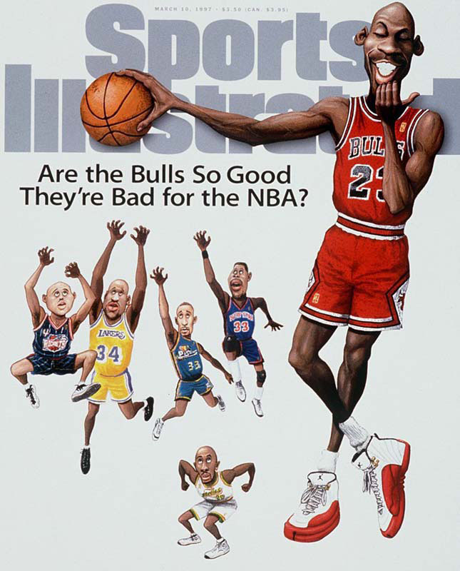 Michael Jordan wearing Air Jordan XII White/Red on March 1997 Sports Illustrated