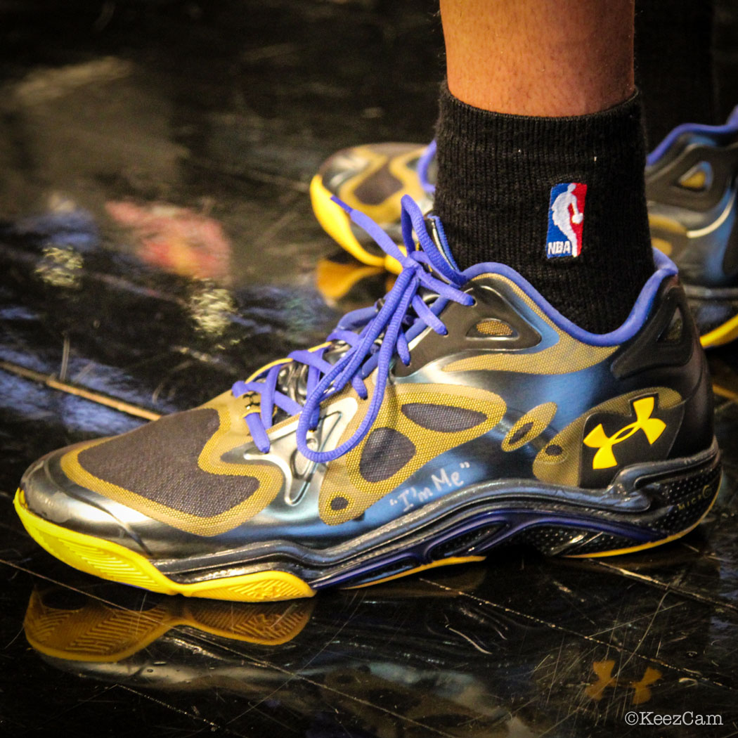 Sole Watch // Up Close At Barclays for Nets vs Warriors - Kent Bazemore wearing Under Armour Anatomix Spawn Low PE
