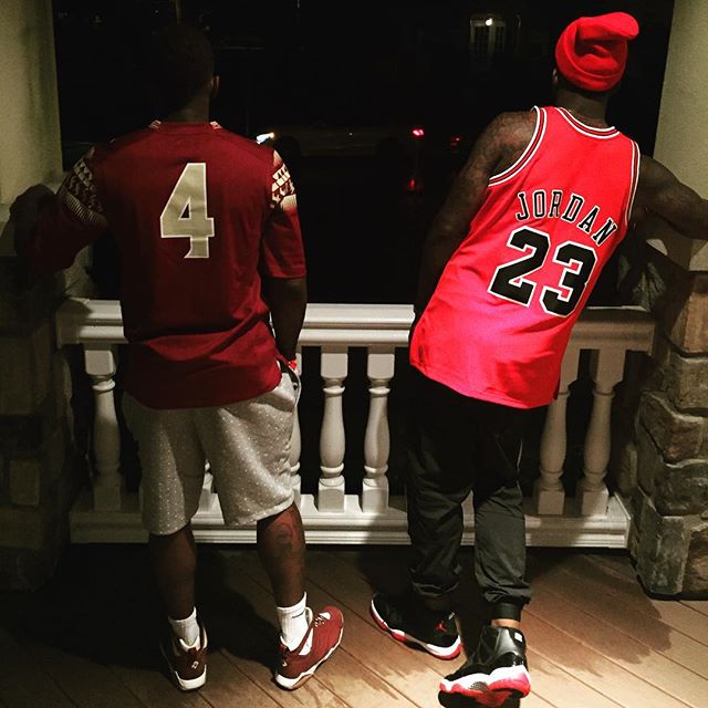 JR Smith wearing the 'Bred'' Air Jordan 11