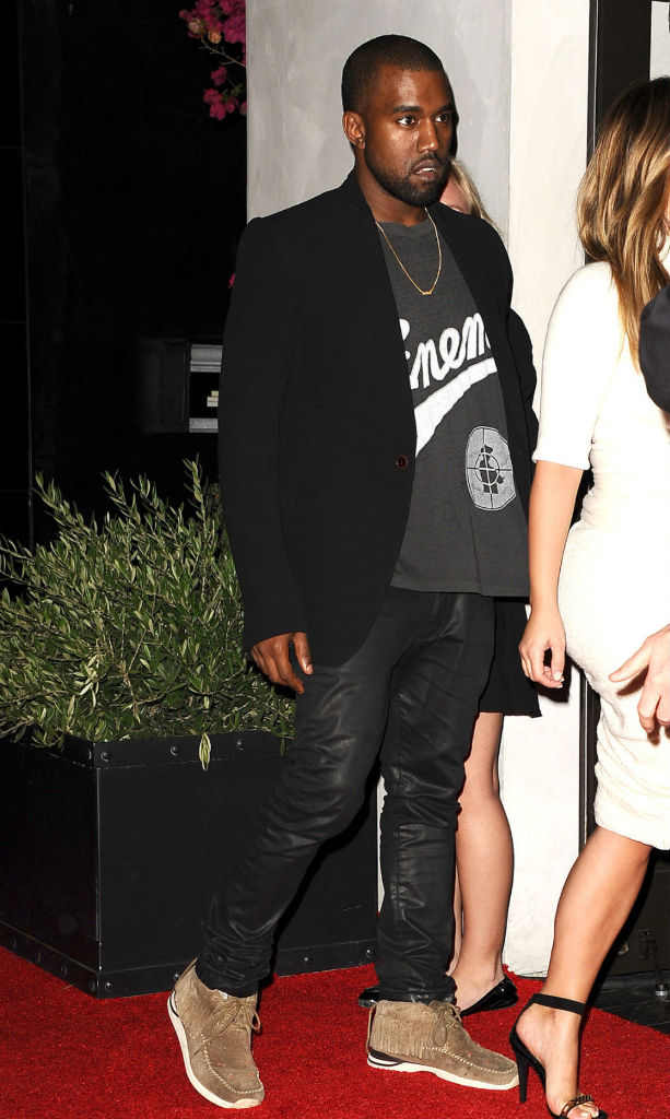 Kanye West wearing Visvim Folk FBT Shaman