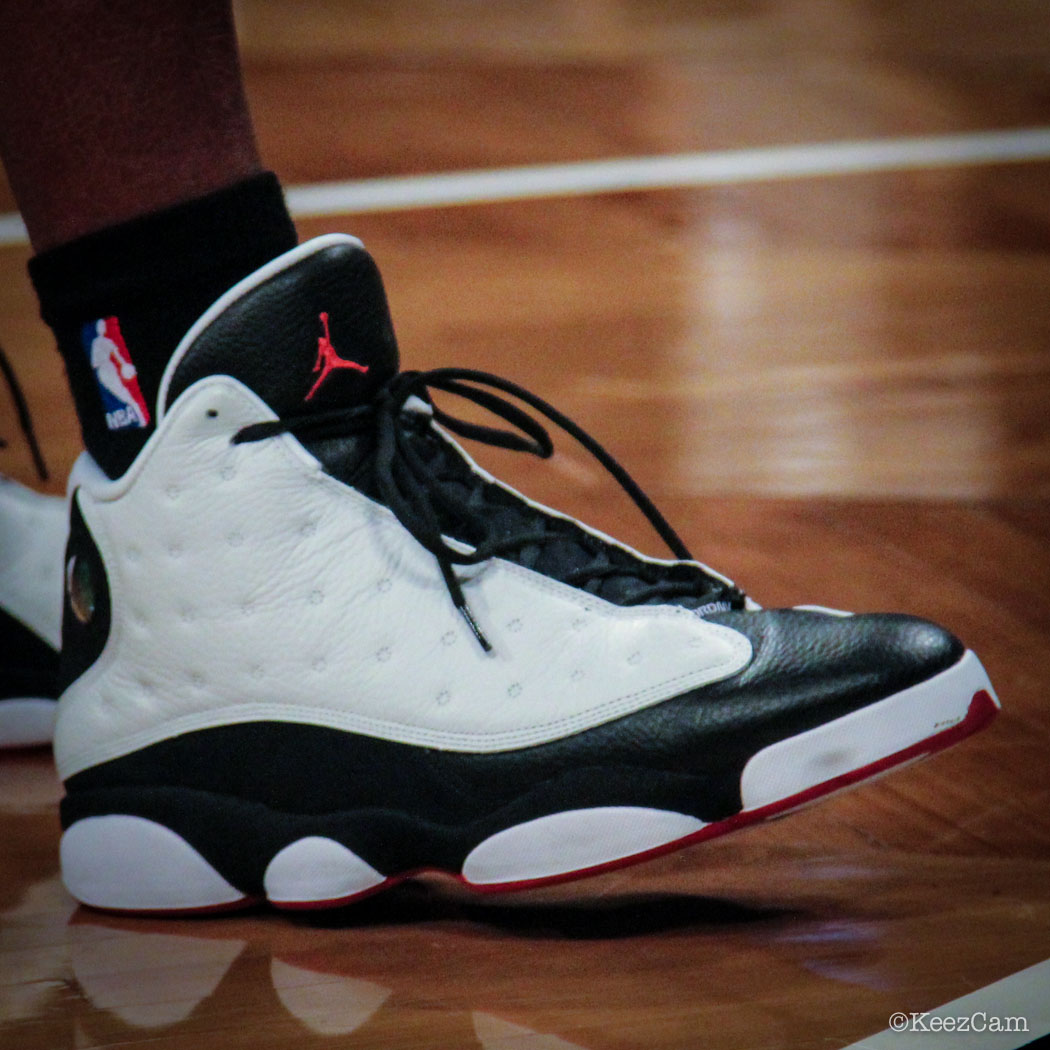 Sole Watch // Up Close At Barclays for Nets vs Heat - Ray Allen wearing Air Jordan 13 He Got Game