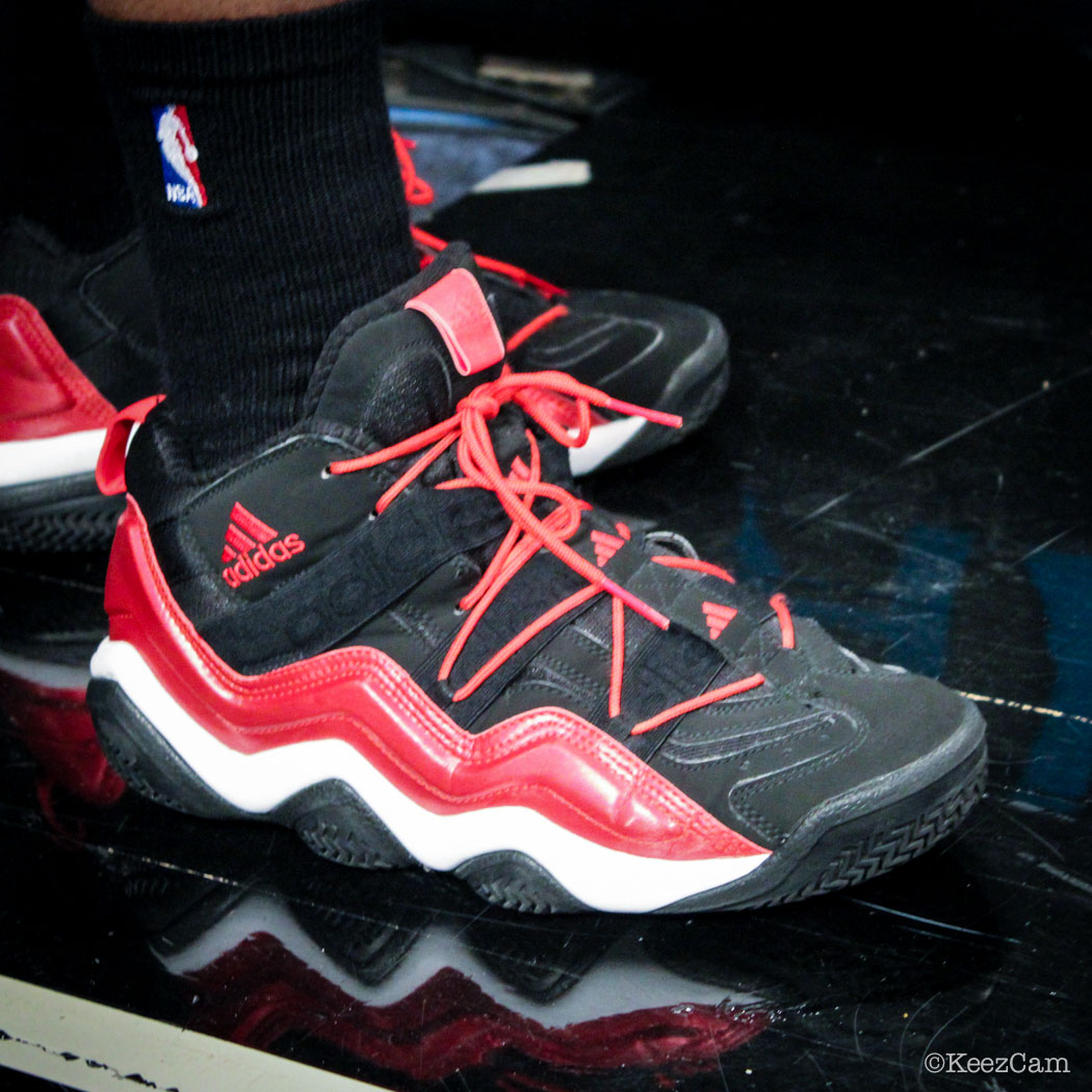 Sole Watch // Up Close At MSG for Nets vs 76ers - James Anderson wearing adidas Top Ten 2000