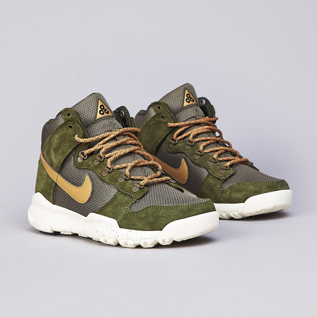 Nike Dunk High OMS Light Green Flat Gold and Medium Olive Off Mountain