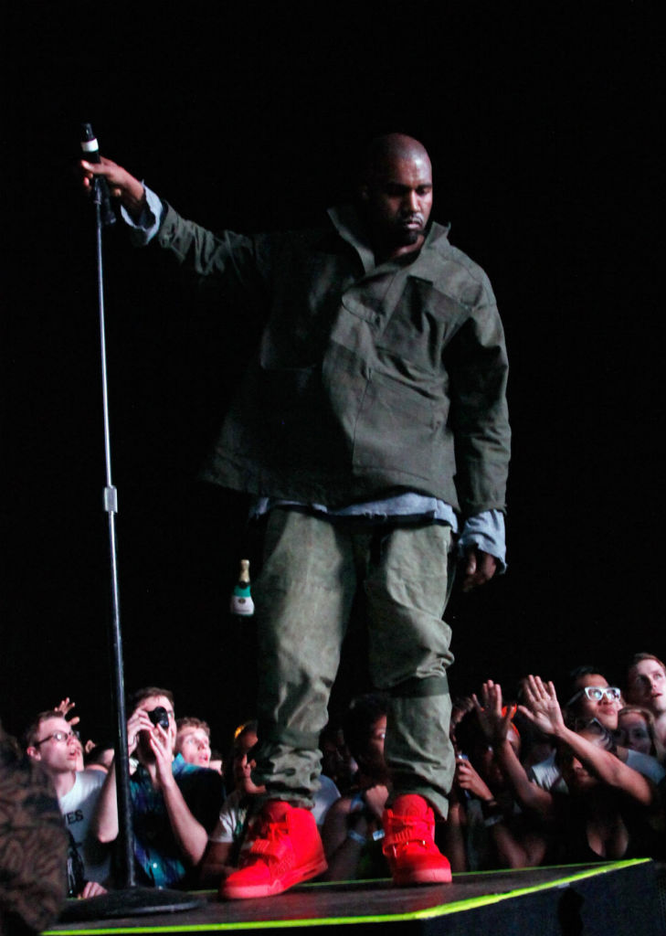 Kanye West wears Nike Air Yeezy 2 All-Red at Governor's Ball (10)