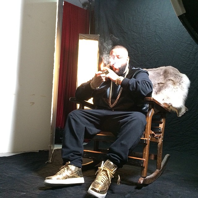 DJ Khaled wearing Nike Lunar Force 1 Liquid Gold