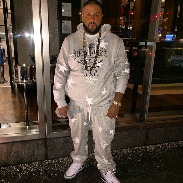 DJ Khaled wearing Air Jordan 3 Cement