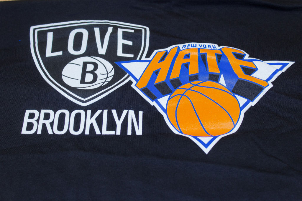 Where Brooklyn At Love/Hate Knicks Nets T-Shirt (1)