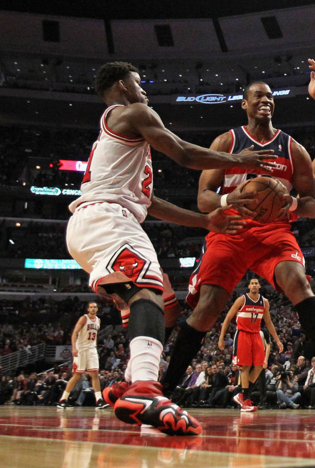 Jimmy Butler wearing adidas Crazy 8 Red Black White