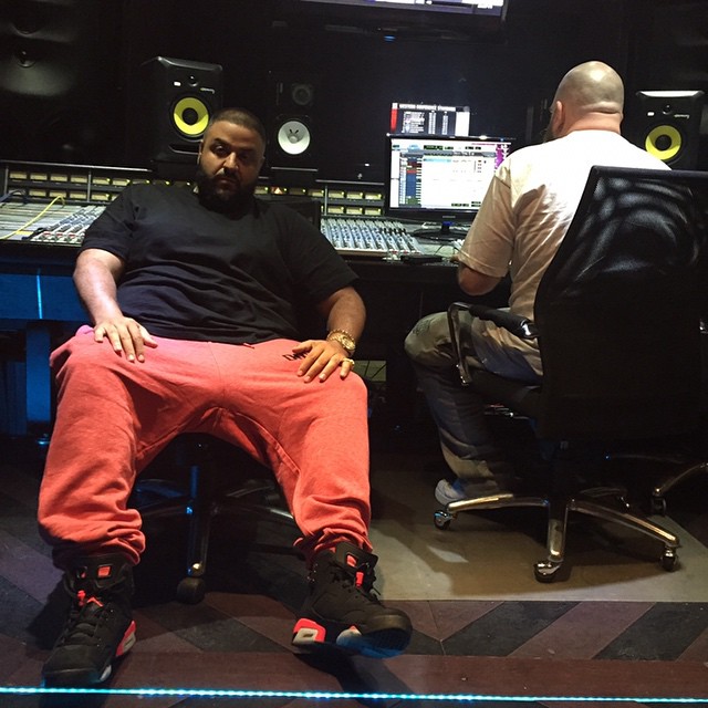 DJ Khaled wearing the 'Infrared' Air Jordan VI 6