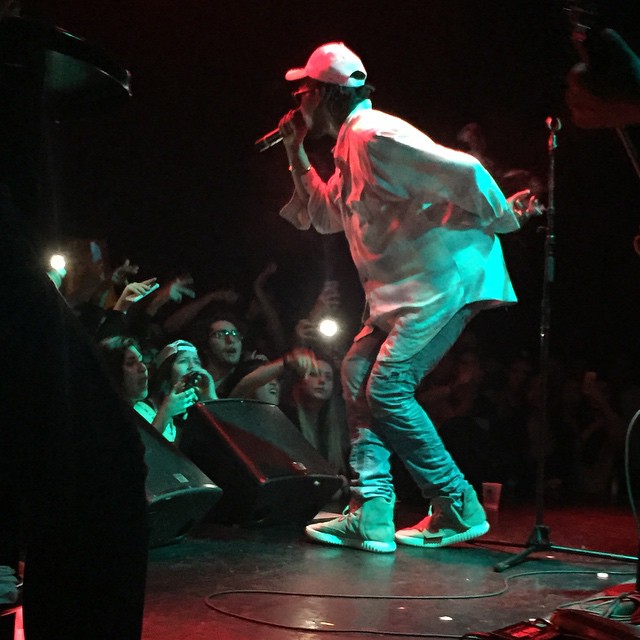 Theophilus London wearing adidas Yeezy 750 Boost