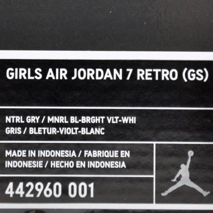 Air Jordan Retro 7 GS Neutral Grey Mineral Blue Bright Violet White 442960-001