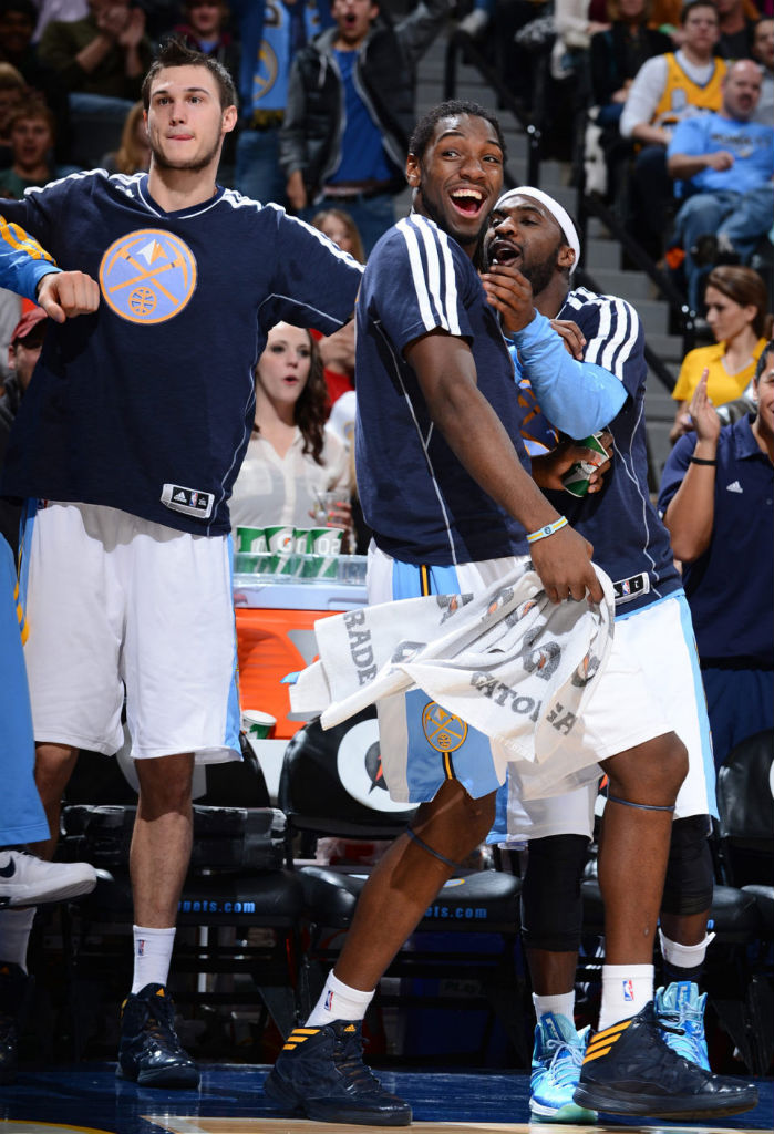 Kenneth Faried wearing adidas Crazy Fast Navy Yellow