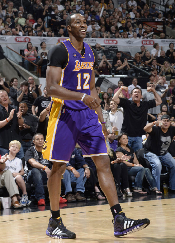 Dwight Howard wearing adidas D Howard Light 2 Lakers