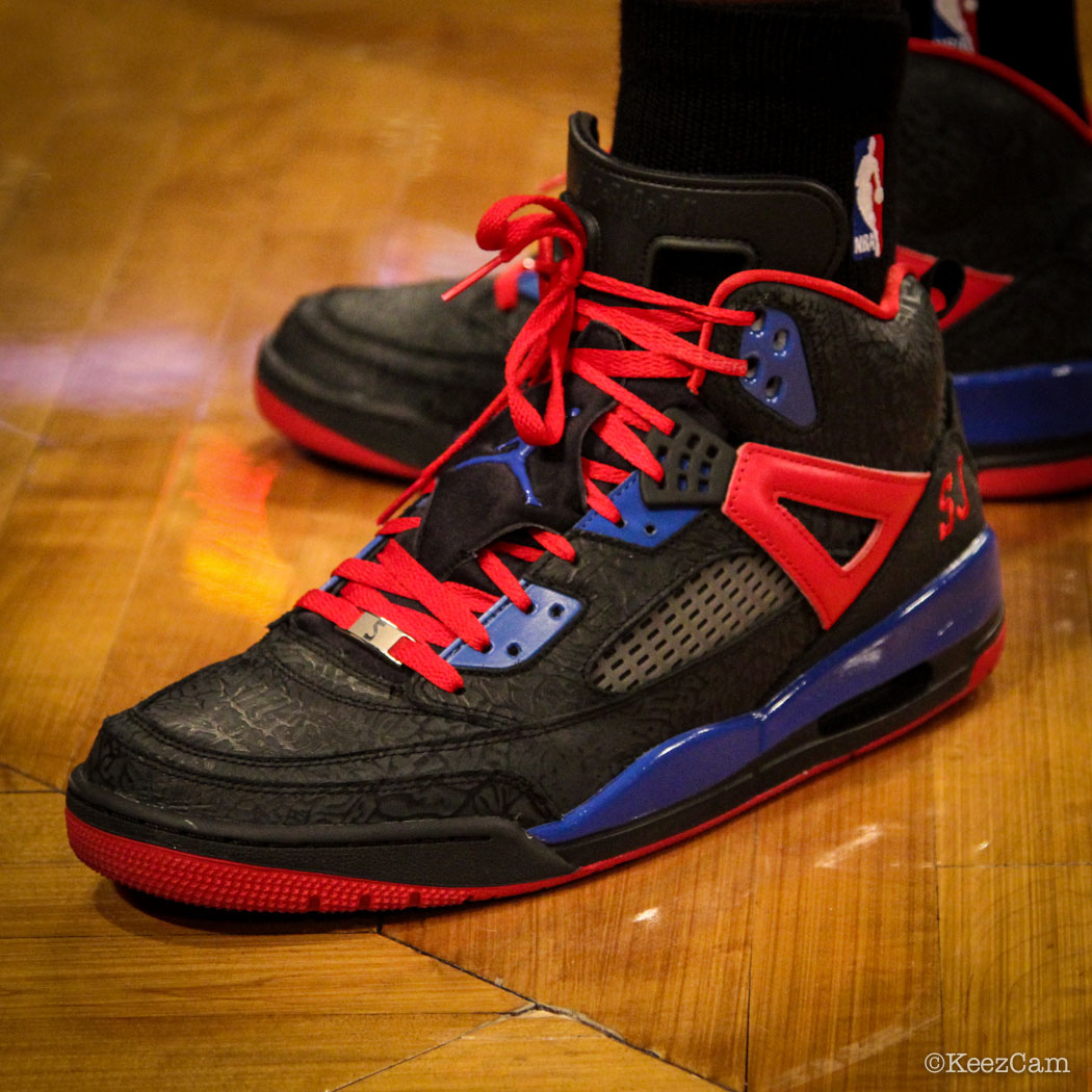 SoleWatch // Up Close At Barclays for Nets vs Clippers - Stephen Jackson wearing Jordan Spizike iD