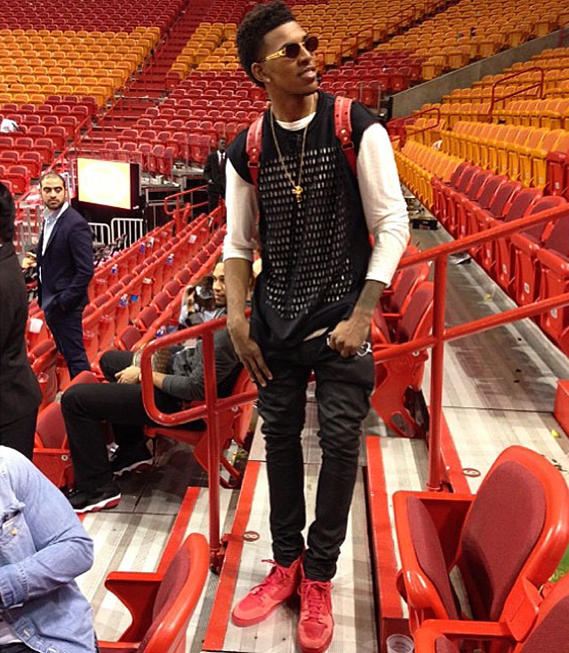Nick Young wearing Balenciaga Pleated High-Top Sneakers