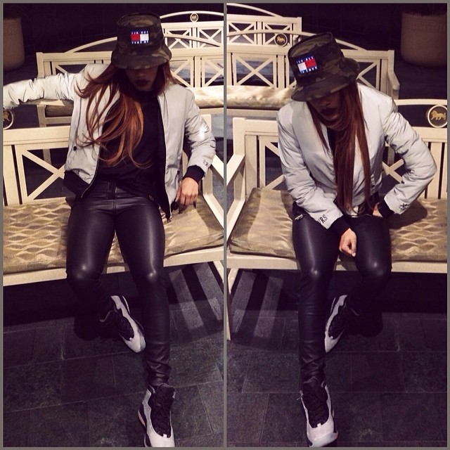 Teyana Taylor wearing Air Jordan 10 Cool Grey