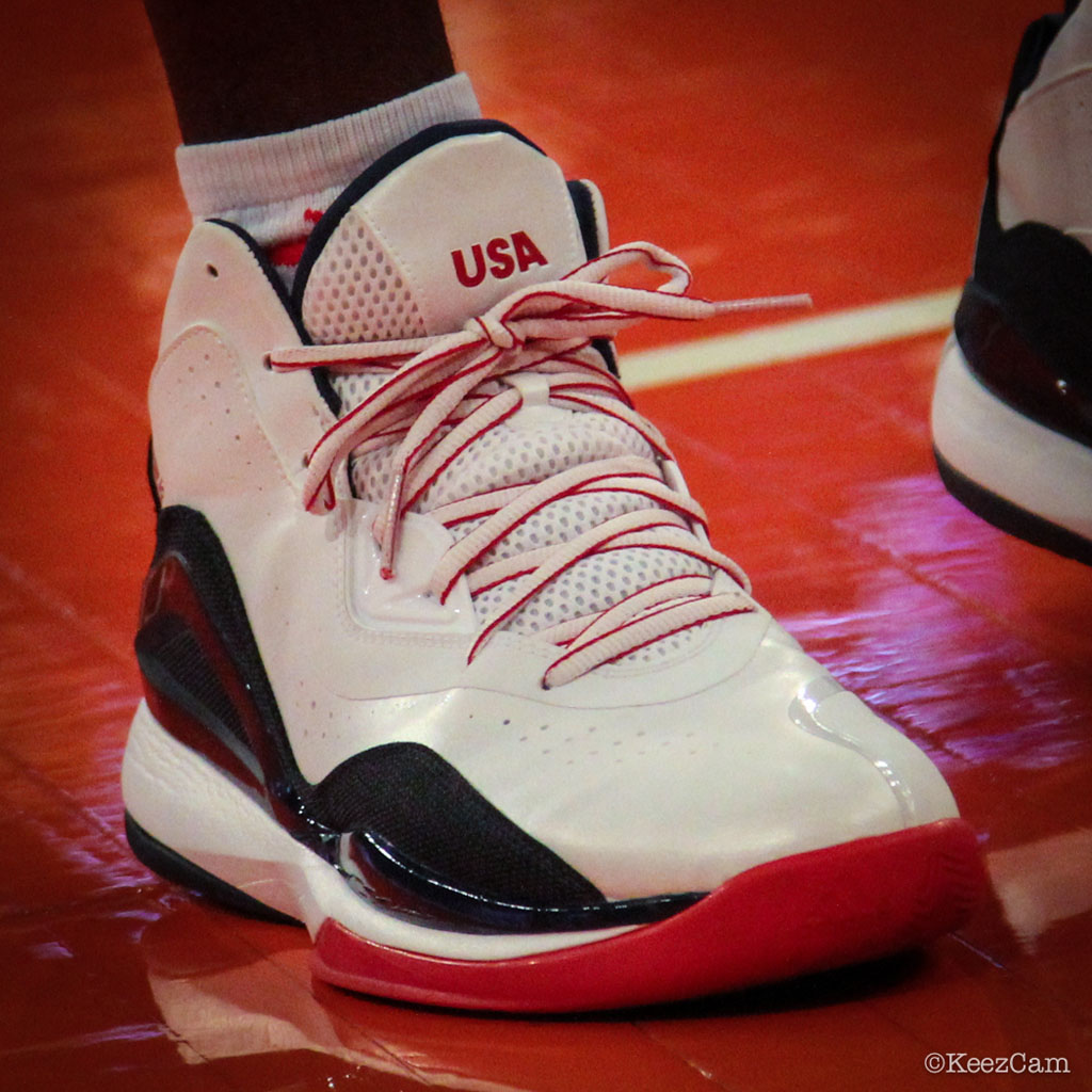 Kenneth Faried wearing adidas Crazy Ghost 2014 USA Home