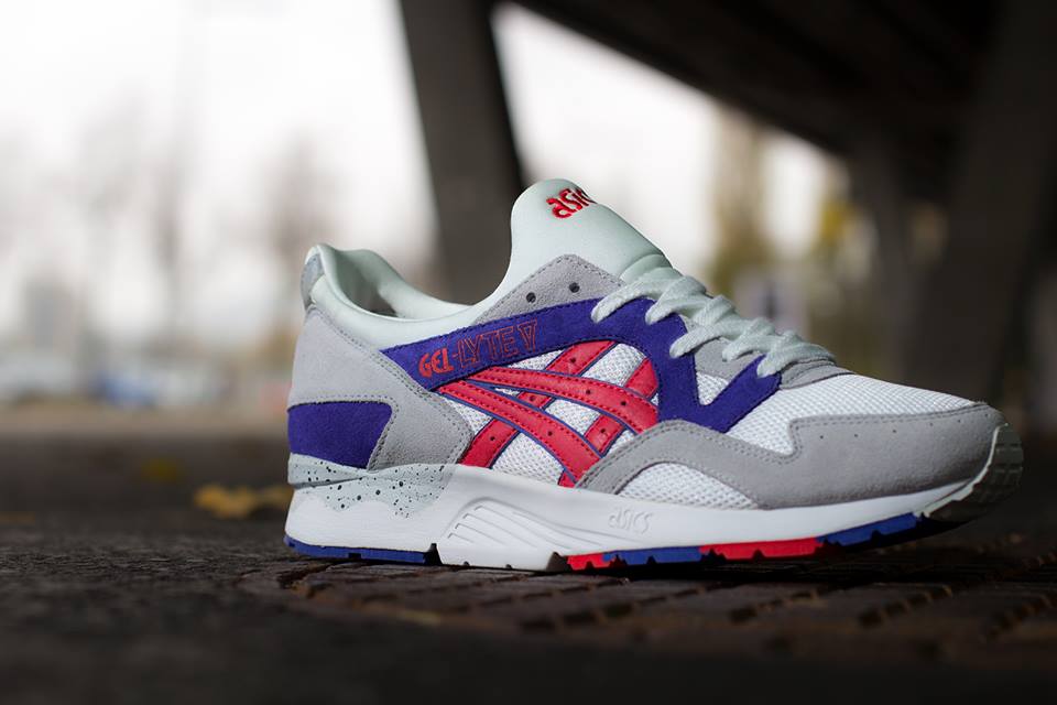 ASICS Gel Lyte V in White and Fiery Red profile